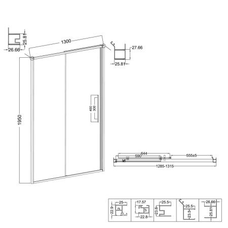 Душевая дверь Niagara Nova NG-34-L13CHGR 130х195 стекло шиншилла профиль графит