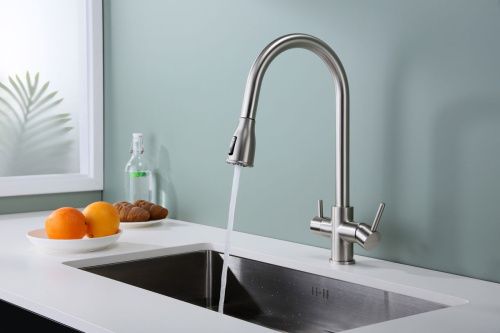 Смеситель для кухни Paulmark LANGE La214212-BS на мойку никель - фото 5