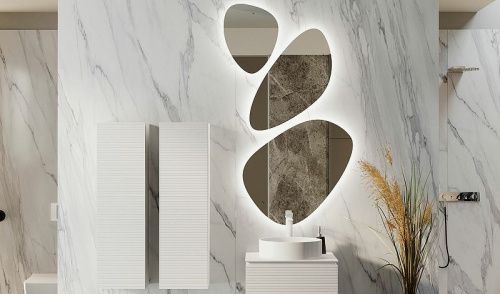 Зеркало с подсветкой Jorno STONE Stn.05/W/JR 80х130 подвесное