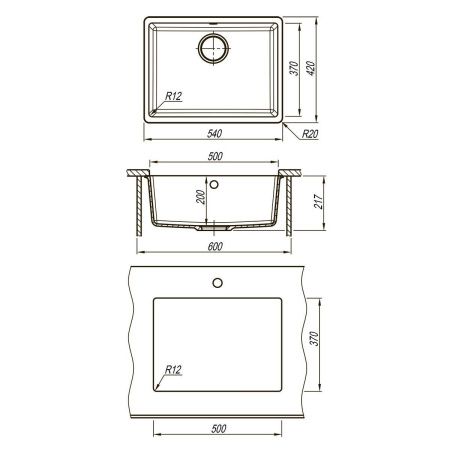 Кухонная мойка LeMark Sinara 540-u 9910075 55х40 цвет серый поверхность матовая