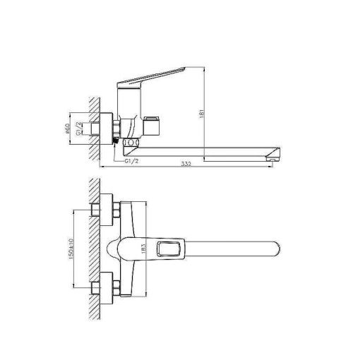 Смеситель для ванны и душа Haiba HB595 HB22595 настенный хром - фото 3