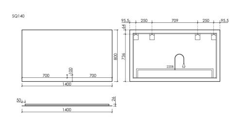 Зеркало с подсветкой Sancos SQUARE SQ1400 140х80 подвесное - фото 5