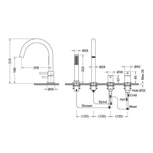 Смеситель Timo Saona 2320/17Y на борт ванны золото - фото 2
