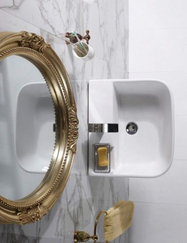 Раковина из сантехнического фаянса CeramaLux G515 30х30 напольная цвет белый 1 отверстие под смеситель - фото 3