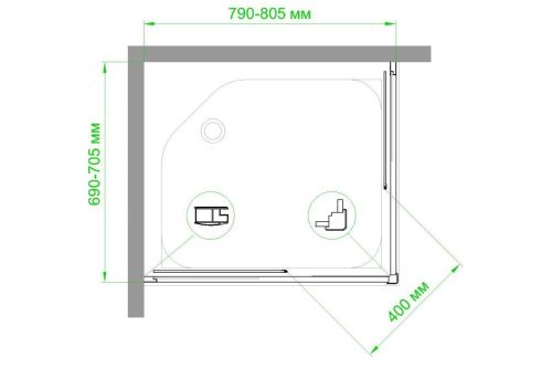 Душевой уголок Royal Bath HPD RB7080HPD-C-ST 80х70 стекло матовое профиль сатин без поддона - фото 5