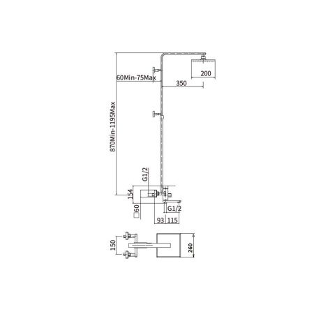 Душевая стойка Fashun A52402-7 настенная цвет черный