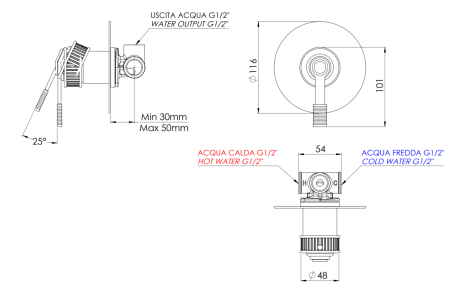 Смеситель для душа Remer Atelier AL30LBO встраиваемый в стену белый
