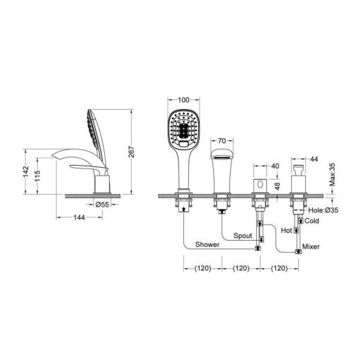 Смеситель Timo Helmi 4020/03Y на борт ванны черный - фото 2
