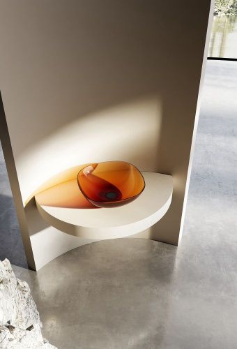 Раковина из полиэфирной смолы Abber KRISTALL AT2806Opal 40х40 накладная цвет коричневый без отверстий под смеситель - фото 2