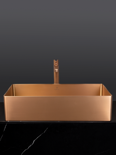 Раковина из нержавеющей стали AltroBagno Solido AltroBagnoSolido001023RaSp 60х40 накладная цвет медь - фото 2