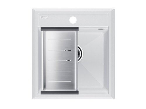 Кухонная мойка + коландер Paulmark PM114651-WH+A375-BS 45х50 цвет белый