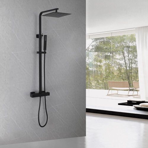 Душевая стойка Abber AF8260BL настенная цвет черный с термостатом - фото 2