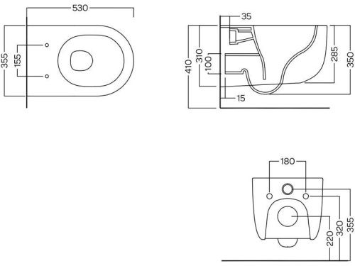 Чаша унитаза подвесная Hatria FUTURA A0Y9BA02 цвет черный без сиденья безободковая душевой смыв - фото 3