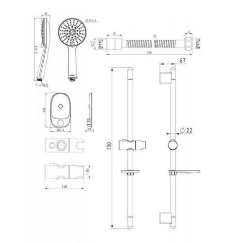 Душевой гарнитур Bravat  D152CP-3-RUS настенный хром - фото 2