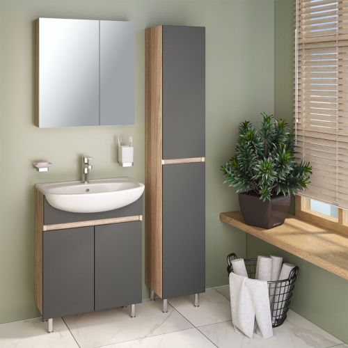 Тумба под раковину Runo ЛАДА 00-00001165 60х30 напольная цвет серый - фото 3