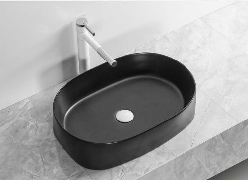 Раковина из сантехнического фарфора Cerutti SPA CR2691 60х40 накладная цвет черный без отверстий под смеситель