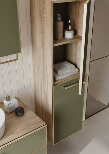 Шкаф-пенал Orka Salerno 3005748 40х140 подвесной цвет зеленый/коричневый - фото 4