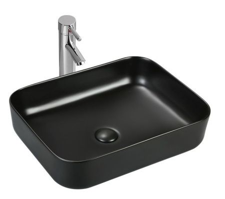 Раковина из сантехнического фарфора Sintesi SIN-LVB-APP-409BM 50х40 накладная цвет черный без отверстий под смеситель