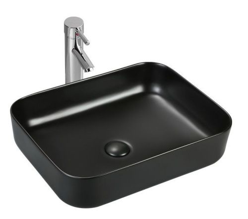 Раковина из сантехнического фарфора Sintesi SIN-LVB-APP-409BM 50х40 накладная цвет черный без отверстий под смеситель - фото 4