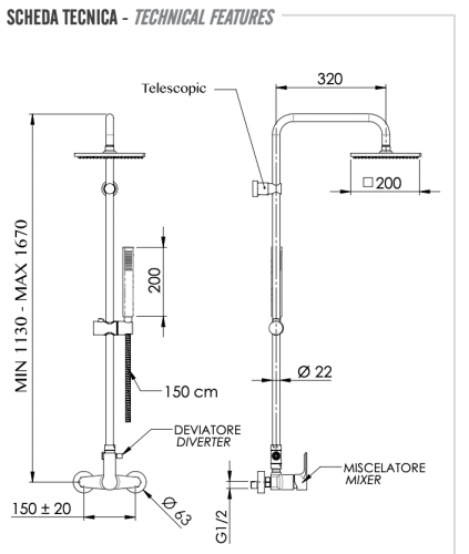 Душевая стойка Remer Energy EY37A7SS9SSXV настенная цвет нержавеющая сталь - фото 2