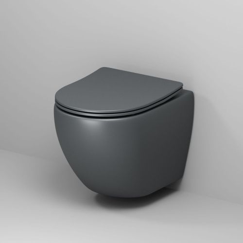 Унитаз подвесной Grossman Color GR-4455GMS серый с сиденьем микролифт безободковый каскадный смыв - фото 2