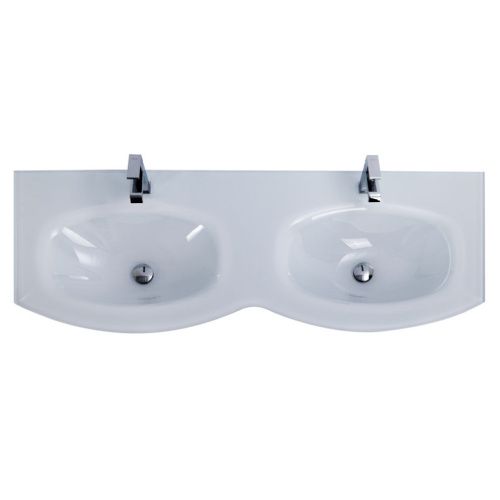 Раковина стеклянная Cezares 82412 140х50 подвесная цвет белый 2 отверстия под смеситель - фото 2