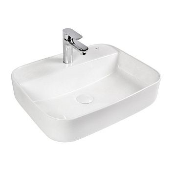 Раковина из сантехнического фарфора Bond Cube S13-500 50х40 накладная цвет белый 1 отверстие под смеситель