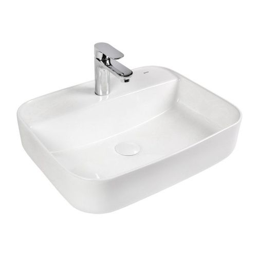Раковина из сантехнического фарфора Bond Cube S13-500 50х40 накладная цвет белый 1 отверстие под смеситель