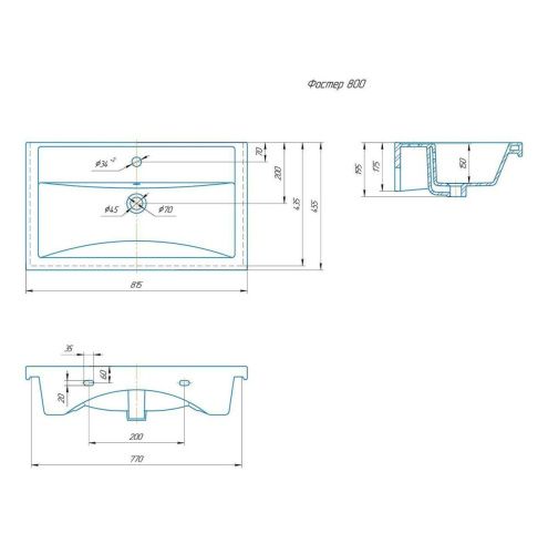 Раковина из сантехнического фарфора Kirovit Нео 30478 80х50 накладная цвет белый - фото 5