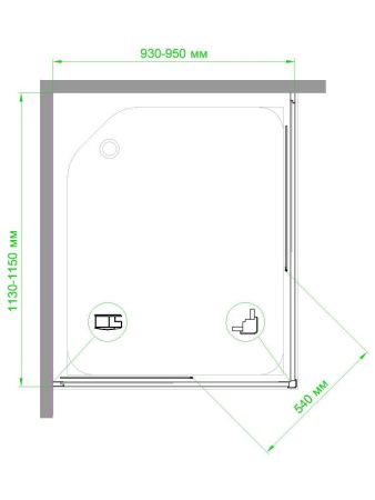Душевой уголок Royal Bath HPD RB95115HPD-C 115х95 стекло матовое профиль белый без поддона