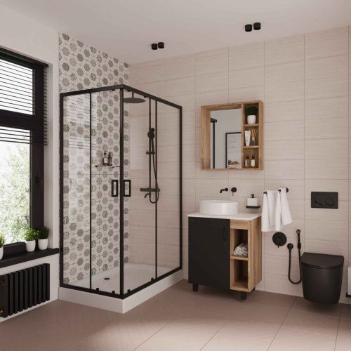 Душевой уголок Niagara Nova 68110811BLACK 120х90 стекло прозрачное профиль черный без поддона - фото 2