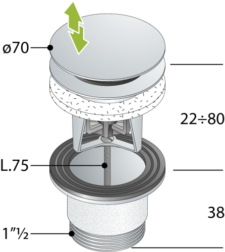 Донный клапан OMP Tea 8334.060.6.XD белый - фото 3