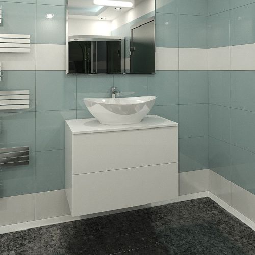 Тумба под раковину Orange Otto Ot-75TuGLASS 80х40 подвесная цвет белый - фото 5