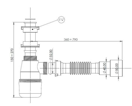 Сифон для раковины Aquanet 00332449 серый