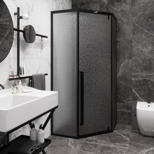 Душевой уголок Cerutti SPA C3ABD 90х90 стекло прозрачное профиль черный без поддона - фото 5