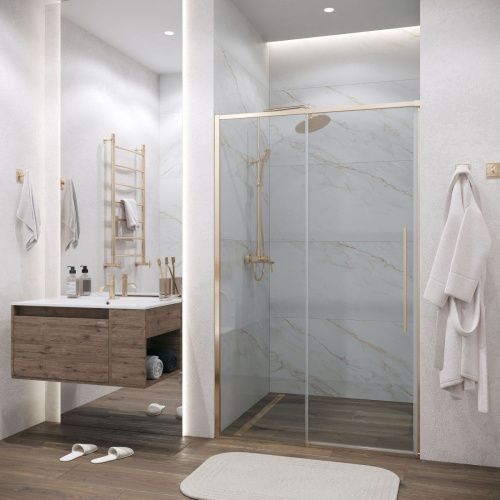 Душевая дверь Grossman Galaxy 100.K33.01.140.32.00 140х195 стекло прозрачное профиль золото - фото 3