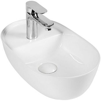 Раковина из сантехнического фарфора Bond Oval S09-420 40х30 накладная цвет белый 1 отверстие под смеситель