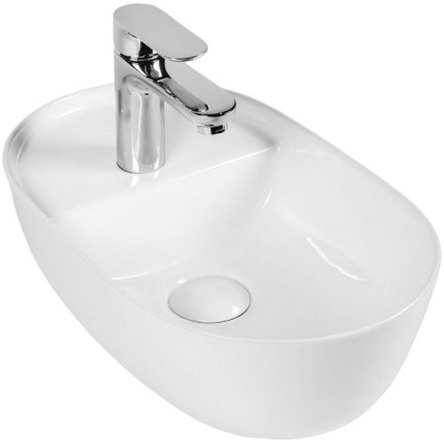 Раковина из сантехнического фарфора Bond Oval S09-420 40х30 накладная цвет белый 1 отверстие под смеситель
