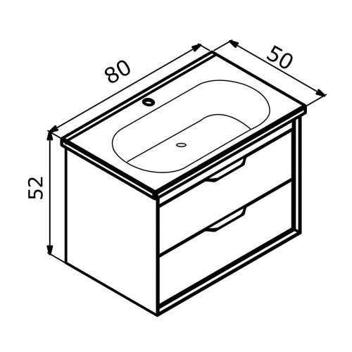 Тумба с раковиной Orka Clay 5004383 80х50 подвесная цвет коричневый - фото 3