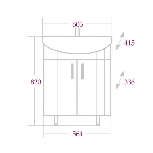 Тумба под раковину Onika Лига 106134 60х30 напольная цвет белый - фото 3