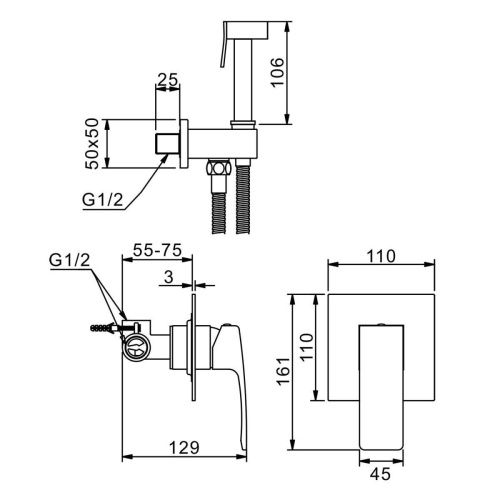 Гигиенический душ со смесителем Raglo R01 R01.53 хром - фото 2
