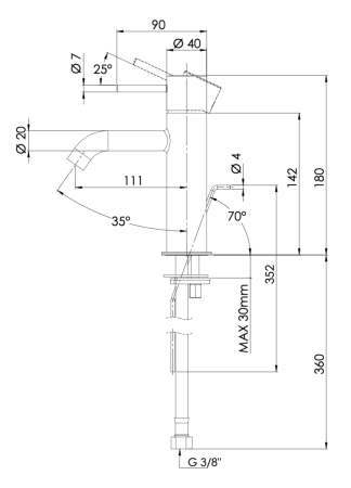 Смеситель Mariani Next A00380NS12 на раковину хром