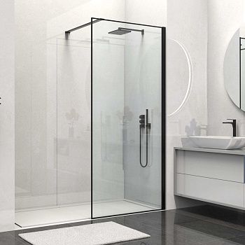 Душевая перегородка Vincea Walk in HS VSW-1HS900CLB 90х200 стекло прозрачное профиль черный