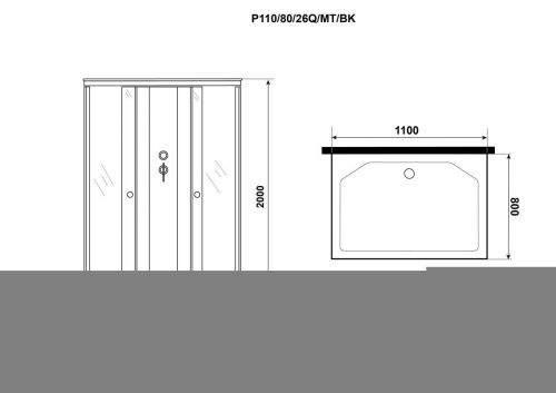 Душевая кабина Niagara Promo P110/80/26Q/MT/BK 110х80 прямоугольная без крыши ориентация универсальная - фото 4