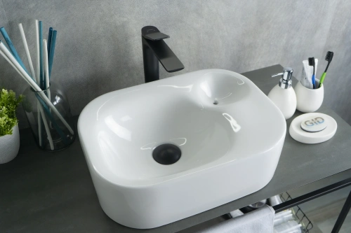 Раковина керамическая Gid Creativo 51173 50х30 накладная цвет белый без отверстий под смеситель - фото 2