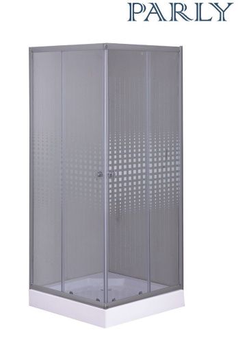 Душевой уголок Parly ZQ8111 80х80 стекло с рисунком профиль хром с поддоном