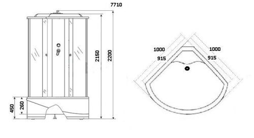 Душевая кабина Niagara Luxe 7710G 100х100 четверть круга с крышей ориентация универсальная - фото 4