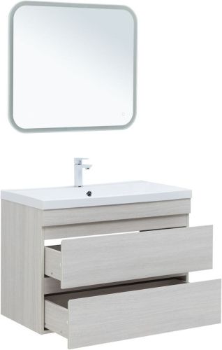 Тумба под раковину Aquanet Нота NEW 00334205 90х50 подвесная цвет бежевый - фото 4