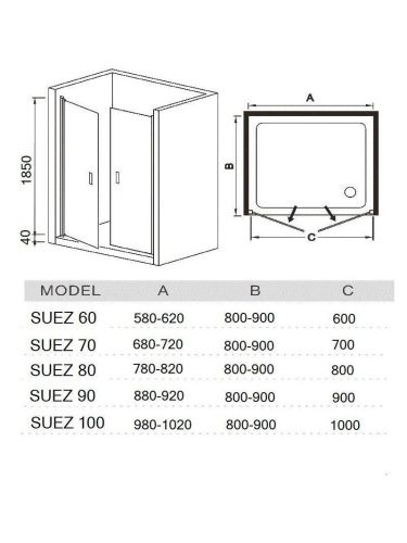 Душевая дверь River SUEZ 10000006433 70х185 стекло матовое профиль хром - фото 2