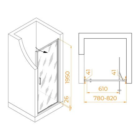 Душевая дверь RGW Stilvoll 70320508-1510 80х195 стекло рифленое профиль сатин